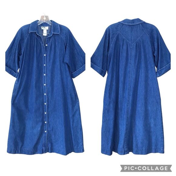 Vtg Willie of California Womens Denim Button Front A-line Dress Cotton Size 12 - Picture 1 of 16